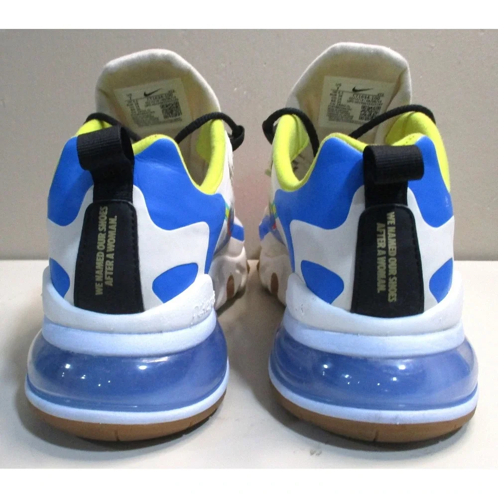Nike Air Max 270 React White Blue Red CT1634-100 Womens Size 7 Sneaker